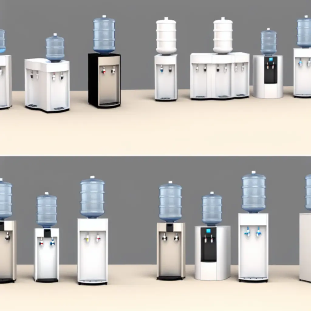 Różne modele dystrybutorów wody Aquaville: nablatowe, wolnostojące i biurowe