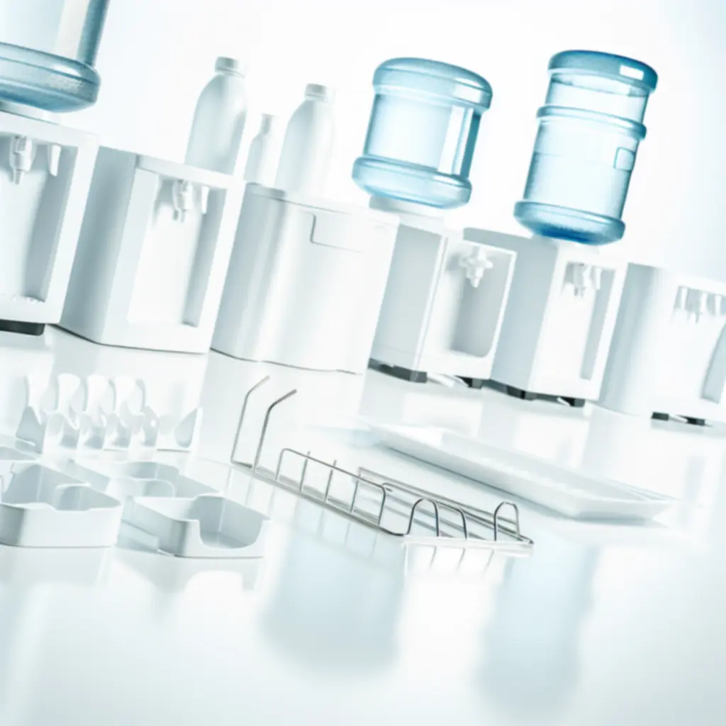 Akcesoria do coolerów Aquaville, w tym tacki ociekowe i uchwyty na butle