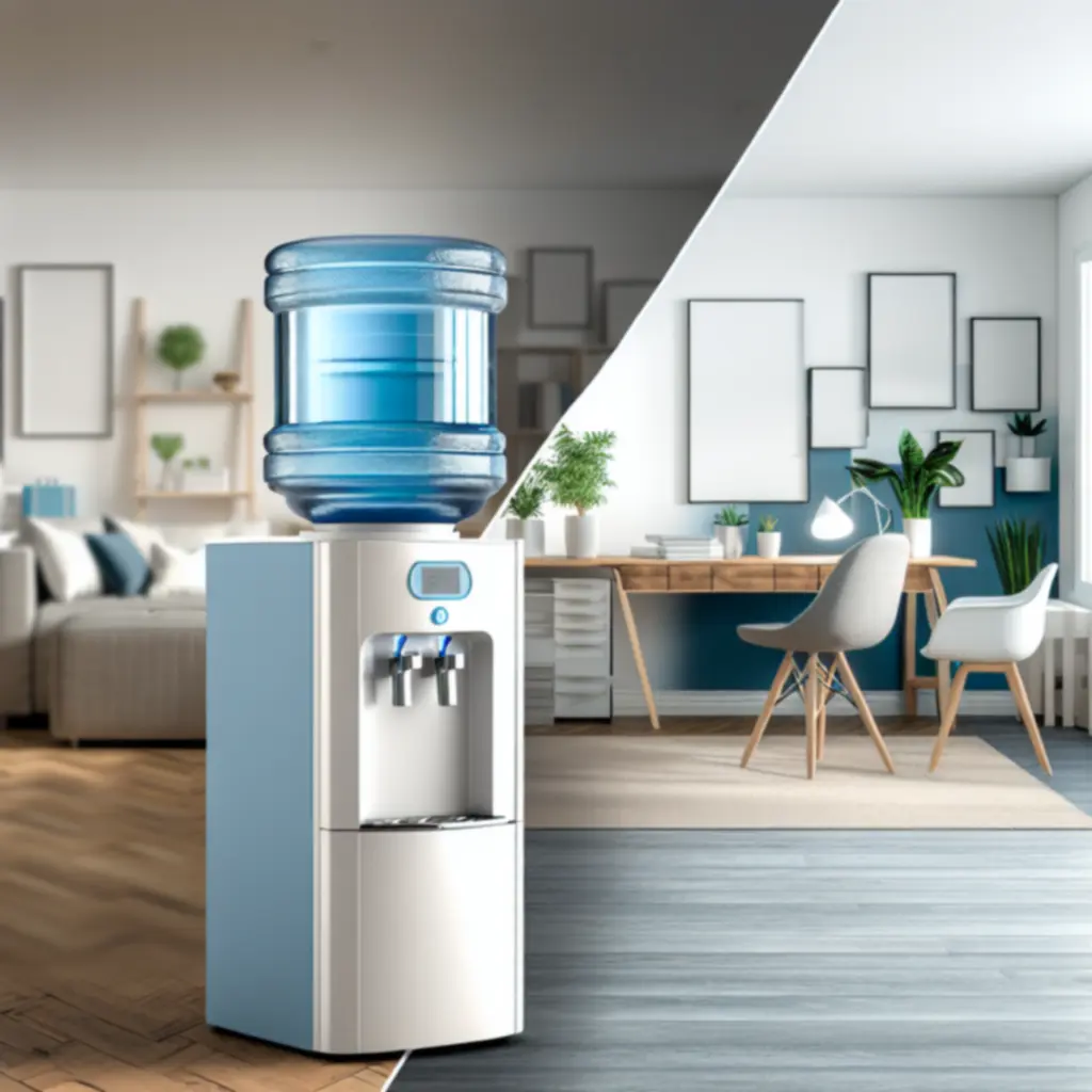 Dystrybutor wody Aquaville w nowoczesnym domowym biurze