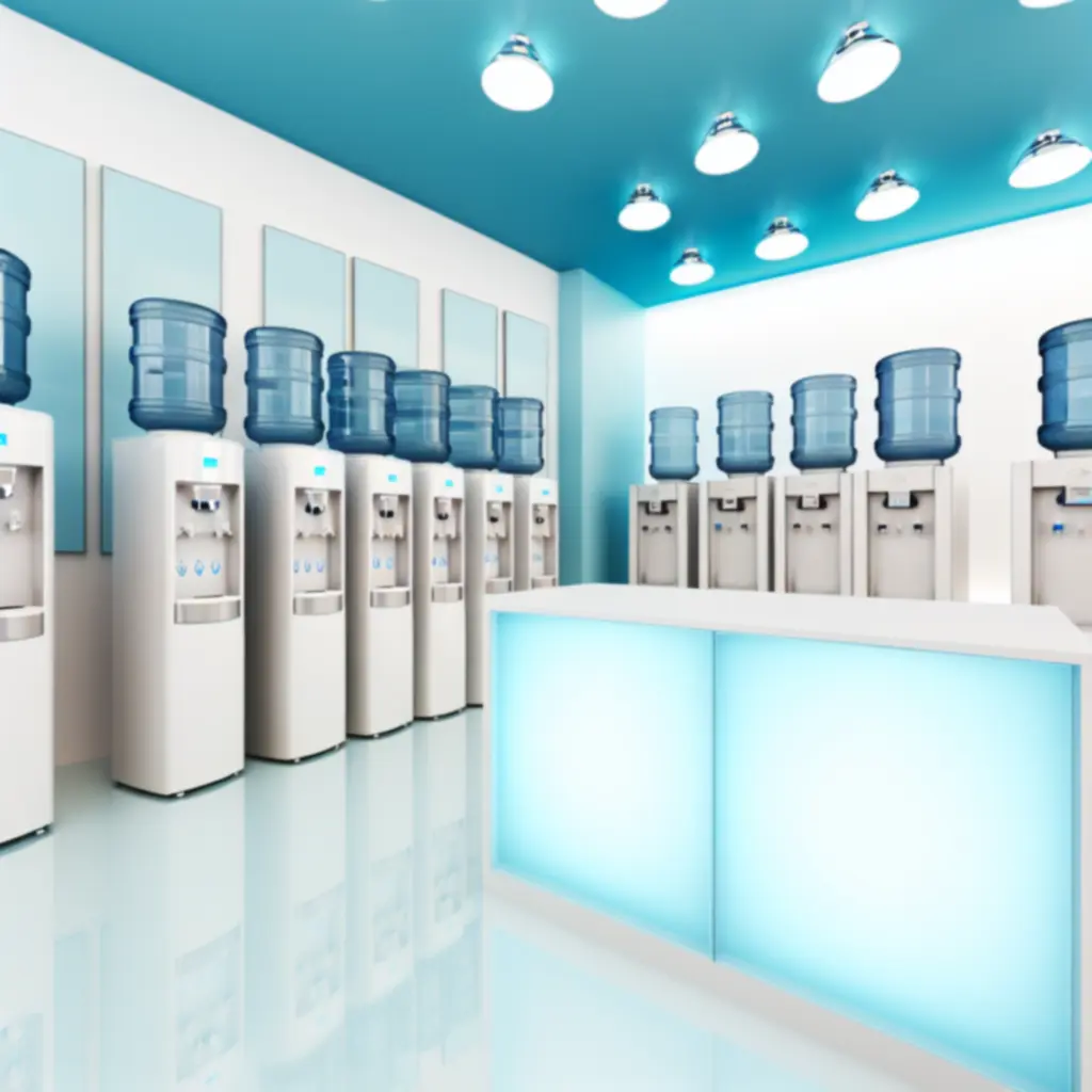 Nowoczesne coolery Aquaville ustawione w przestrzeni biurowej