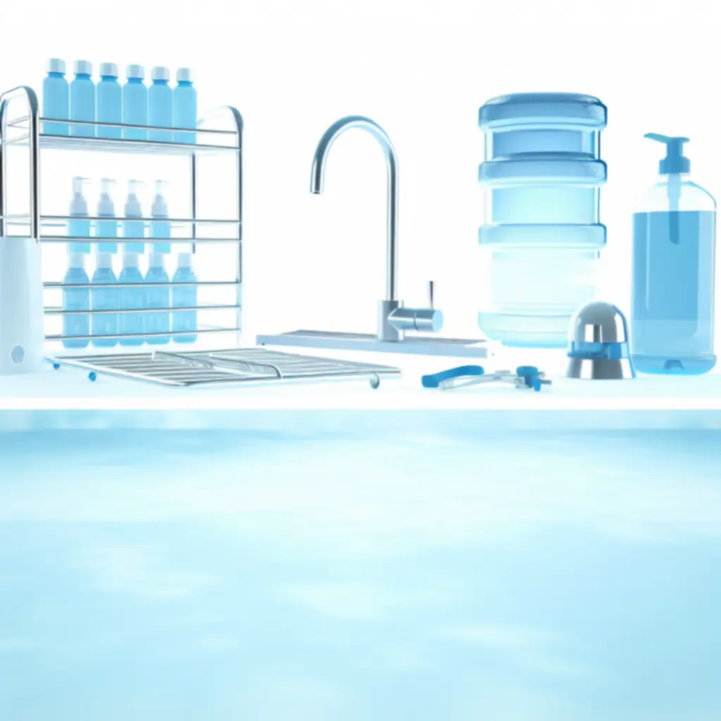 Zestaw akcesoriów do dystrybutorów wody, w tym stojaki i kraniki